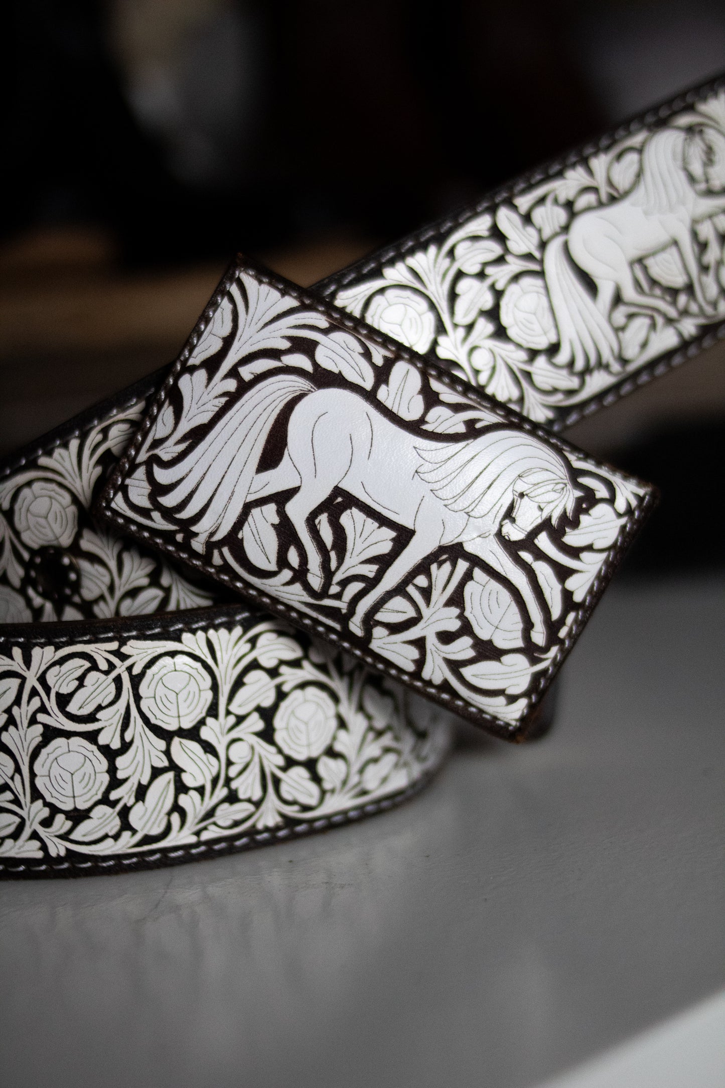 "Caballo Real" Embossed Leather Belt