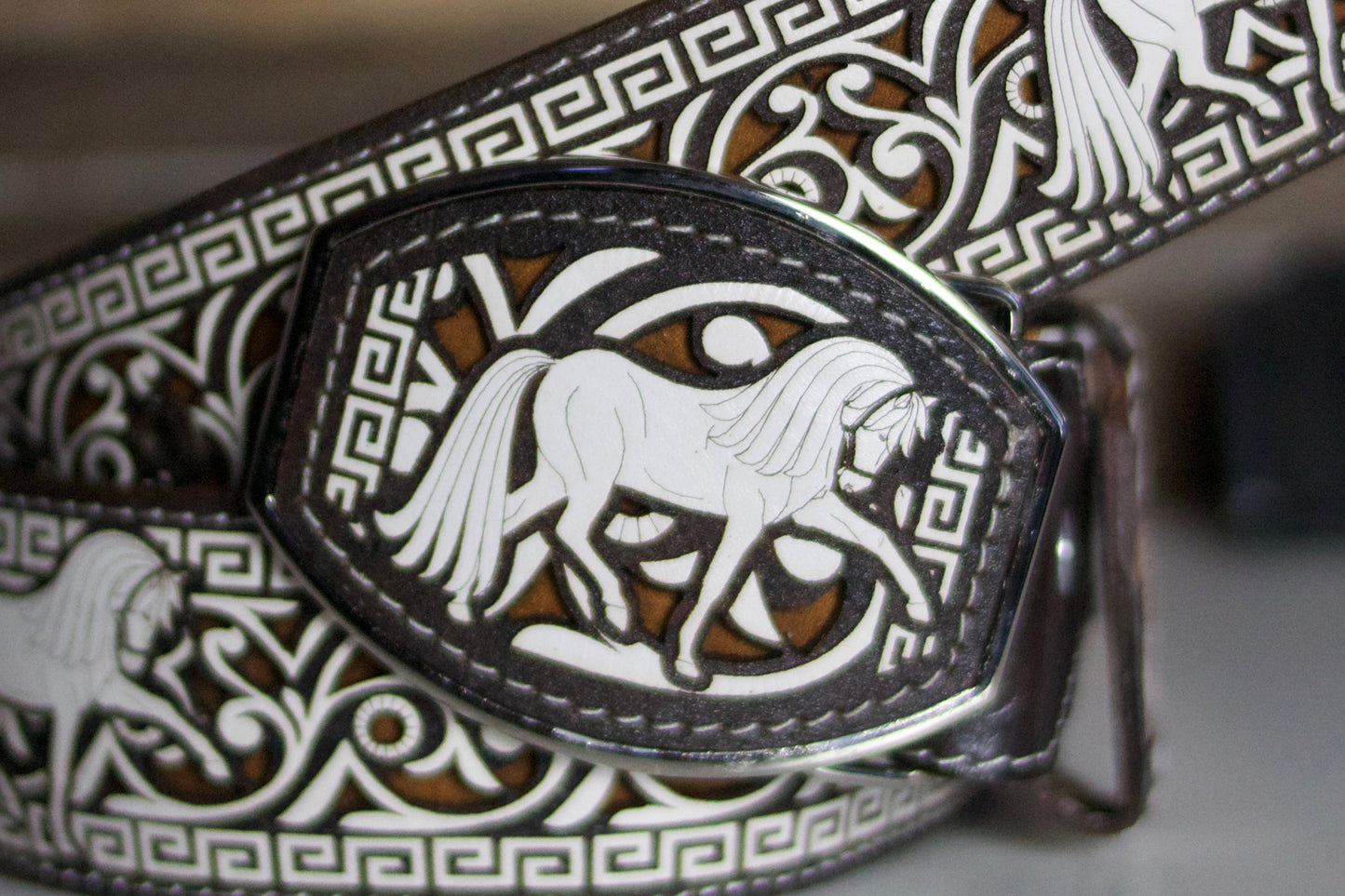 "Caballo Imperial" Embossed Leather Belt