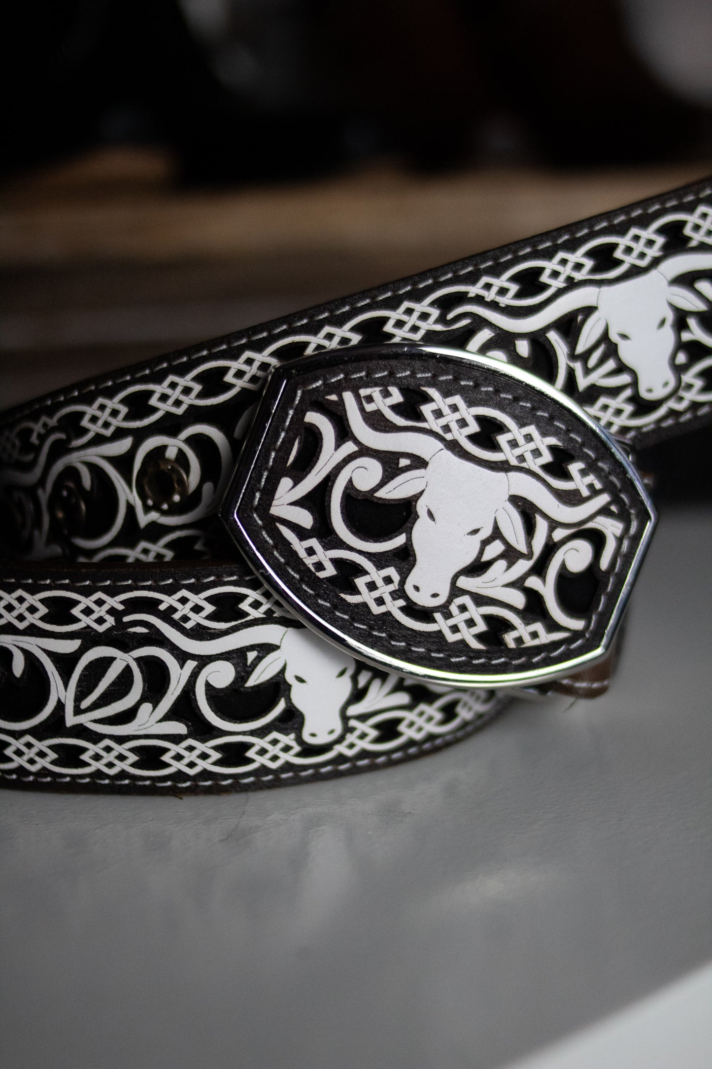 "Toro Bravo" Embossed Leather Belt