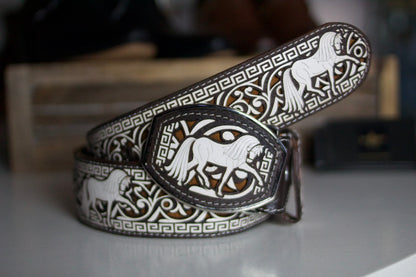 "Caballo Imperial" Embossed Leather Belt