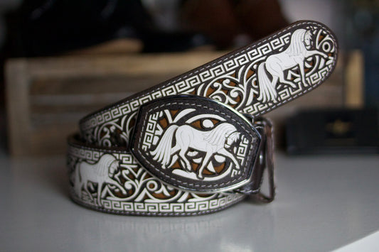 "Caballo Imperial" Embossed Leather Belt