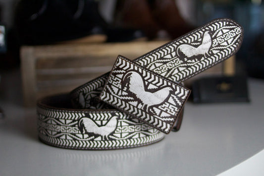 "Gallo Fino" Embossed Leather Belt