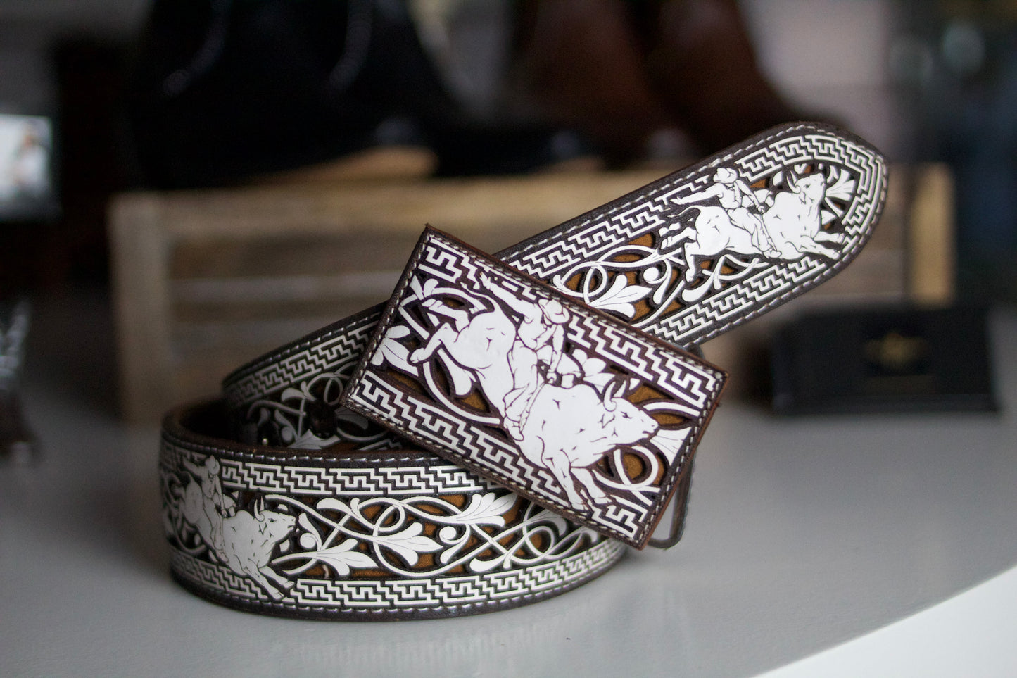 "El Jinete" Embossed Leather Belt