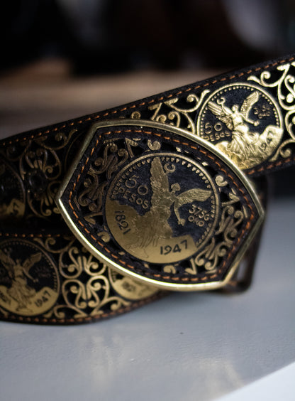 "El Centenario" Oro Embossed Leather Belt