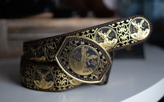 "El Centenario" Oro Embossed Leather Belt