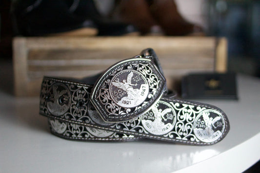 "El Centenario" Plata Embossed Leather Belt