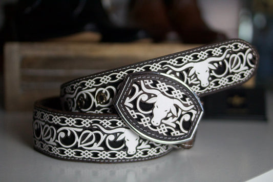 "Toro Bravo" Embossed Leather Belt