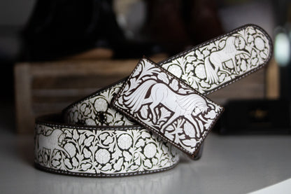 "Caballo Real" Embossed Leather Belt