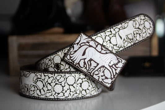 "Caballo Real" Embossed Leather Belt